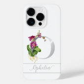 Monogram O銀文字の名前ピンク蘭ホワイト Case-Mate iPhoneケース (裏面)