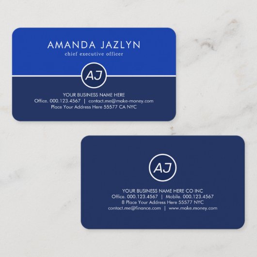 Monogram On Blue Shade Layers 名刺 (正面/裏面)