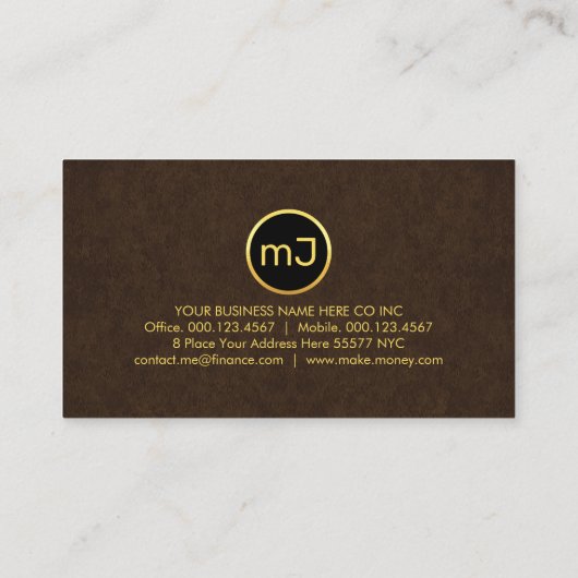 Monogram On Luxurious Brown Grunge 名刺 (裏面)