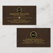 Monogram On Luxurious Brown Grunge 名刺 (正面/裏面)