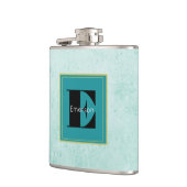 Monogram on Mint Greenヴィンテージスタイルテクスチャ フラスク (左)