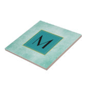 Monogram on Mint Greenヴィンテージ紙テクスチャ タイル (側面)