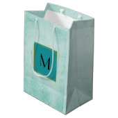 Monogram on Mint Greenヴィンテージ紙テクスチャ ミディアムペーパーバッグ (裏面アングル)