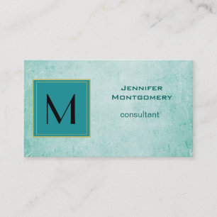 Monogram on Mint Greenヴィンテージ紙テクスチャ 名刺