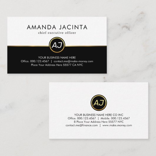 Monogram On White Black Layers 名刺 (正面/裏面)