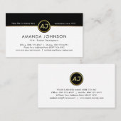 Monogram One Gold Line Black White Layers 名刺 (正面/裏面)