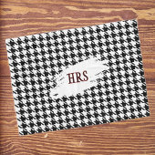 Monogram or Name, Black & White Houndstooth フリースブランケット
