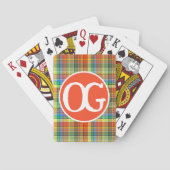 Monogram Orange Plaid Personalized Colorful トランプ (裏面)
