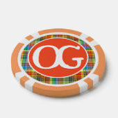 Monogram Orange Plaid Personalized Colorful ポーカーチップ (シングル)