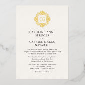 Monogram Ornate Traditional Wedding 箔招待状 (正面)