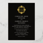 Monogram Ornate Traditional Wedding 箔招待状 (正面)