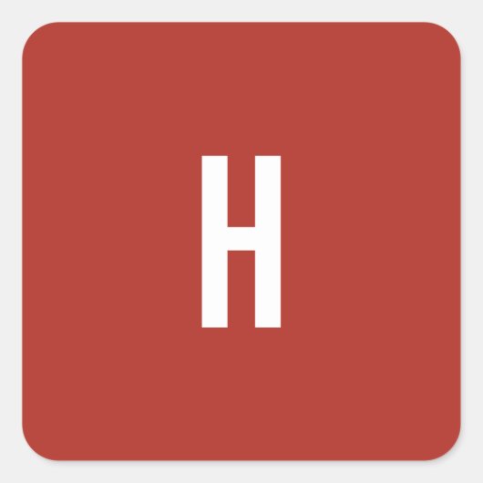 Monogram Own Name Initial Minimalist Brick Red スクエアシール (正面)