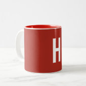 Monogram Own Name Initial Minimalist Brick Red ツートーンマグカップ (正面左)