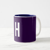Monogram Own Name Initial Minimalist Midnight Blue ツートーンマグカップ (正面右)