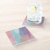 Monogram Paint Design Colorful ガラスコースター (アングル)