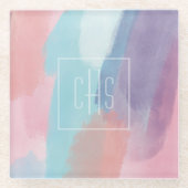 Monogram Paint Design Colorful ガラスコースター (正面)