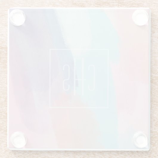 Monogram Paint Design Colorful ガラスコースター (裏面)