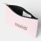 Monogram Pastel Pink Gold Black Minimalist Simple アクセサリーポーチ (見開き)