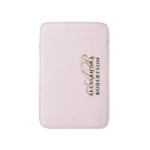 Monogram Pastel Pink Gold Black Minimalist Stylish バスマット (正面縦)