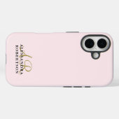 Monogram Pastel Pink Minimalist Gold Black Elegant Case-Mate iPhoneケース (裏面 (横))