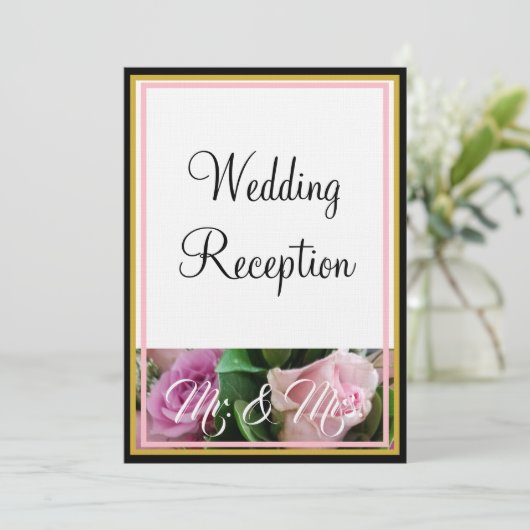 Monogram Pastel Pink Roses Mr. and Mrs. 招待状 (スタンド正面)