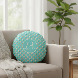 Monogram Pearl & Turquoise Round Pillow ラウンドクッション