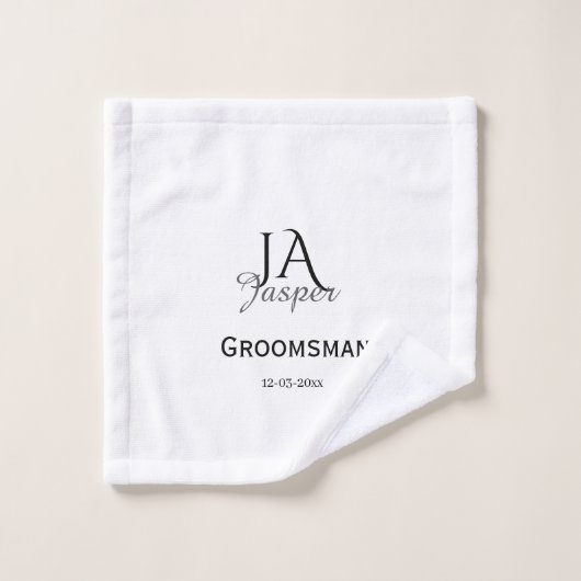 Monogram personalized groomsman best man name date ウォッシュタオル (ウォッシュタオル)