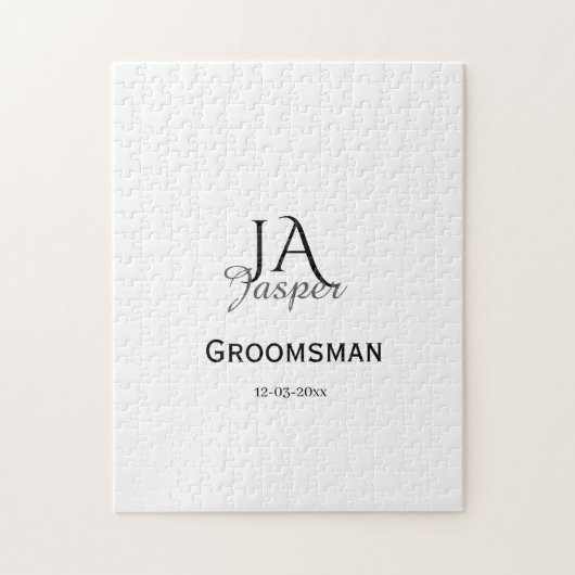 Monogram personalized groomsman best man name date ジグソーパズル (縦)