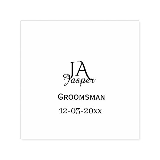 Monogram personalized groomsman best man name date セルフインキングスタンプ (デザイン)