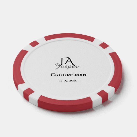 Monogram personalized groomsman best man name date ポーカーチップ (シングル)