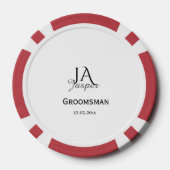 Monogram personalized groomsman best man name date ポーカーチップ (裏面)