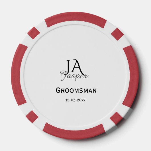 Monogram personalized groomsman best man name date ポーカーチップ (裏面)