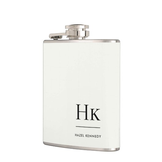 Monogram Personalized Ivory White Bachelorette フラスク (左)