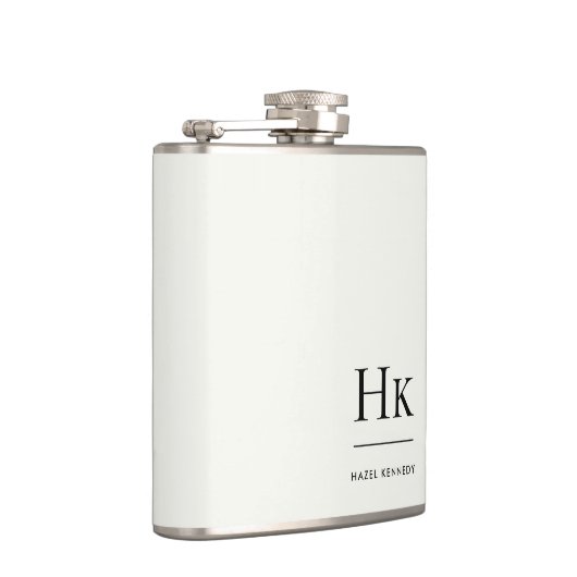 Monogram Personalized Ivory White Bachelorette フラスク (右)