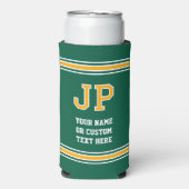 Monogram Personalized Text Green Yellow スリム缶クーラー (Seltzer正面)