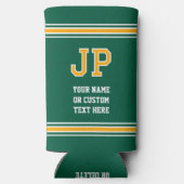 Monogram Personalized Text Green Yellow スリム缶クーラー (裏面)