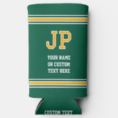 Monogram Personalized Text Green Yellow スリム缶クーラー (正面)