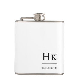 Monogram Personalized White Monogrammed フラスク