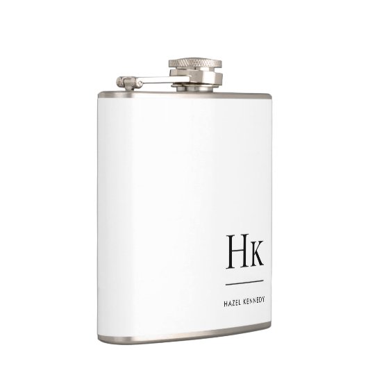Monogram Personalized White Monogrammed フラスク (右)