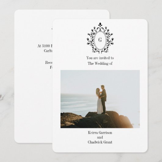 Monogram Photo Wedding Invitation 招待状 (正面/裏面)