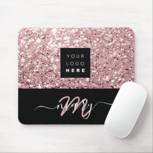 Monogram Pinkグリッターロゴ マウスパッド