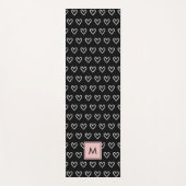 Monogram Pink and Black Heart Pattern  ヨガマット (正面)