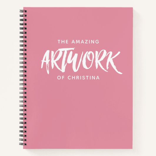 Monogram Pink Artist Sketchbook Your Name ノートブック (正面)