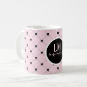 Monogram Pink & Black Bow Script Mug コーヒーマグカップ (正面左)