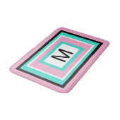 Monogram Pink Black Turquoise Geometric バスマット (アングル)