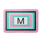 Monogram Pink Black Turquoise Geometric バスマット (正面)