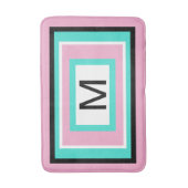 Monogram Pink Black Turquoise Geometric バスマット (正面縦)