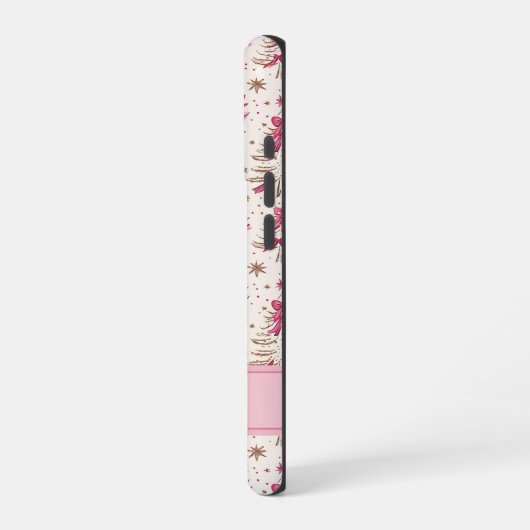Monogram Pink Christmas Tree Phone Case iPhoneケース (左側面)