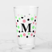 Monogram Pink Green Black Polka Dots タンブラーグラス (裏面)