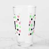 Monogram Pink Green Black Polka Dots タンブラーグラス (左)
